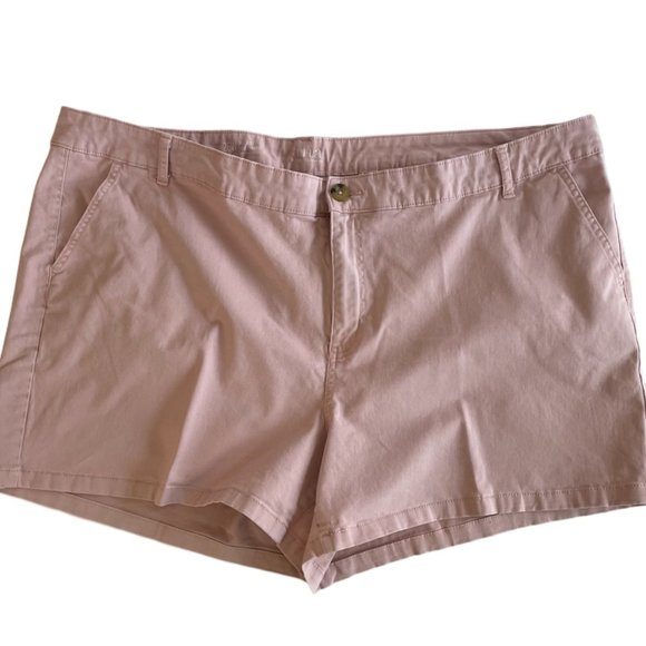 a.n.a. Women's Plus-Size 26 ROSE PINK 4.5" Mid Rise Flat-front Chino Short - Picture 2 of 11